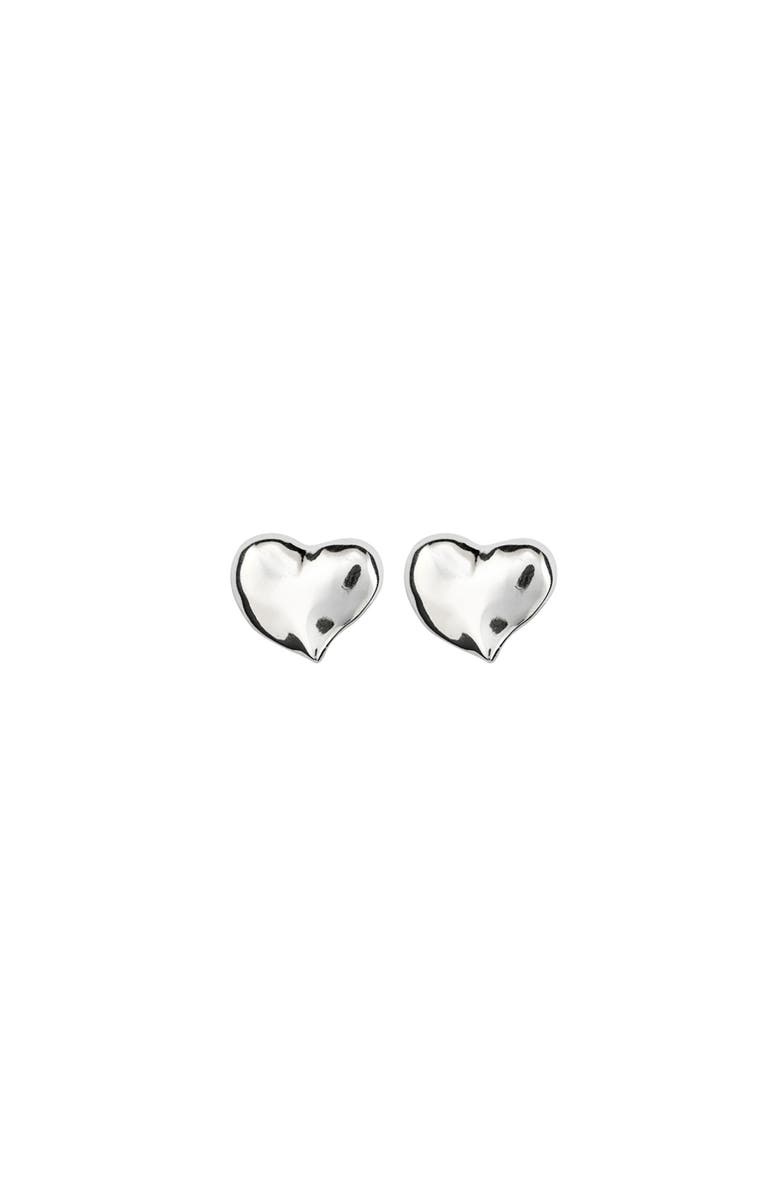 UNODE50 Sterling silver-plated medium sized heart shaped earrings, Main, color, Silver