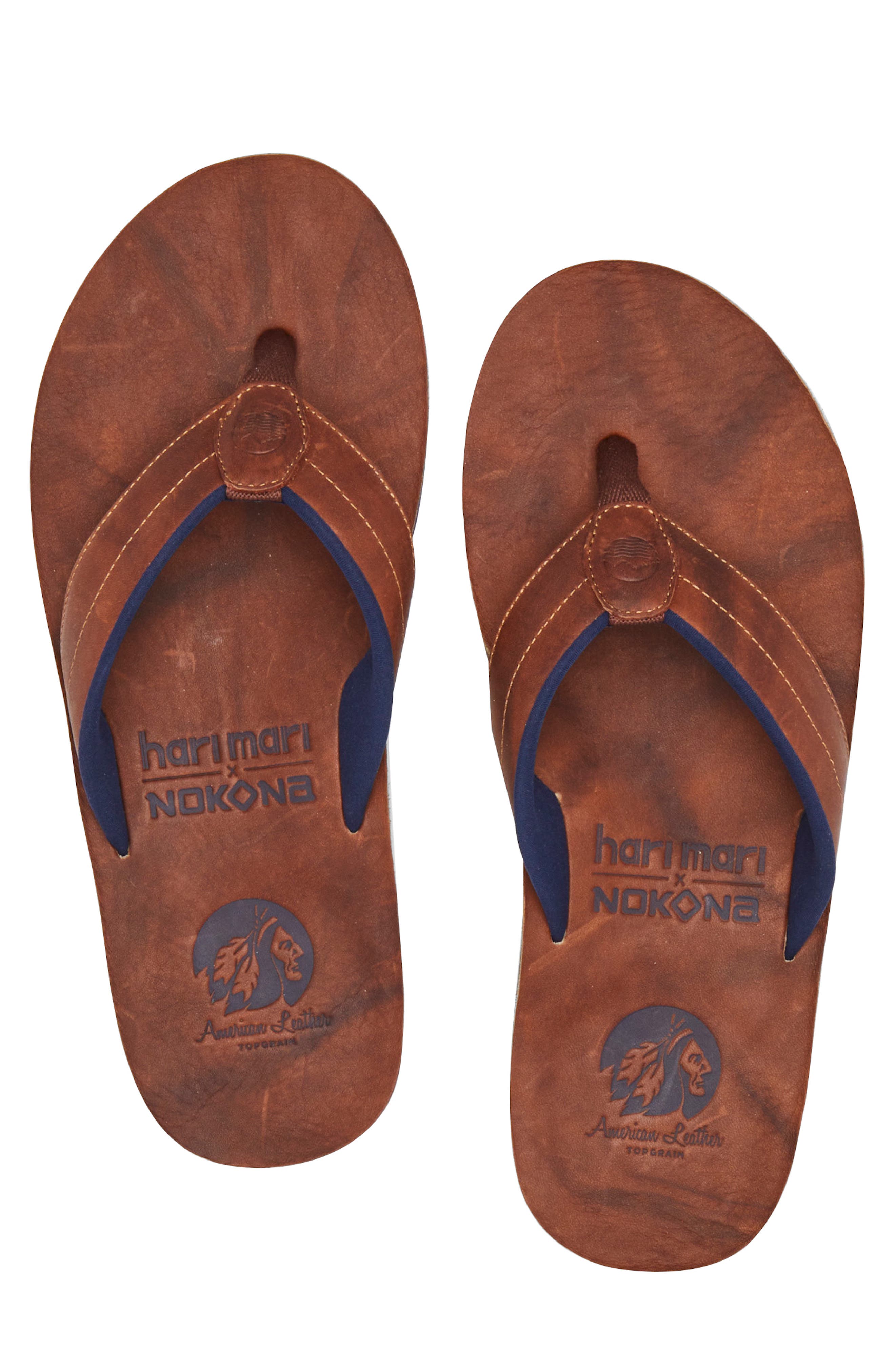 Nokona x Hari Mari Flip Flop, Alternate, color, WALNUT