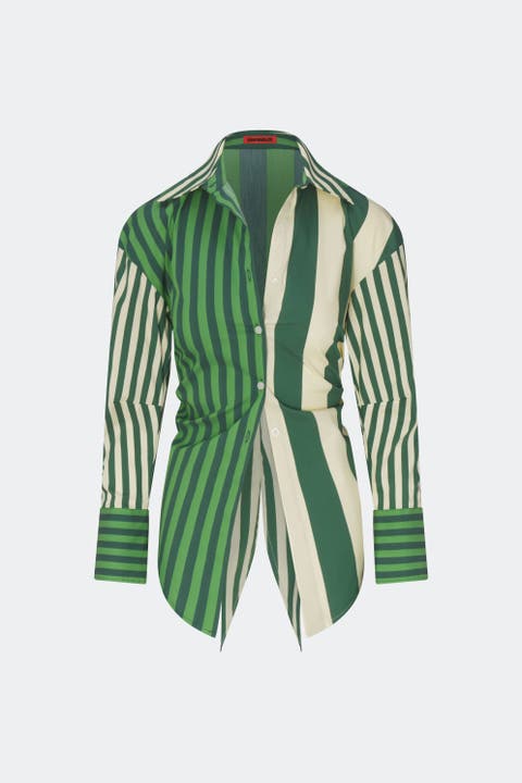 Loch Poplin Tie Back Button Up Shirt