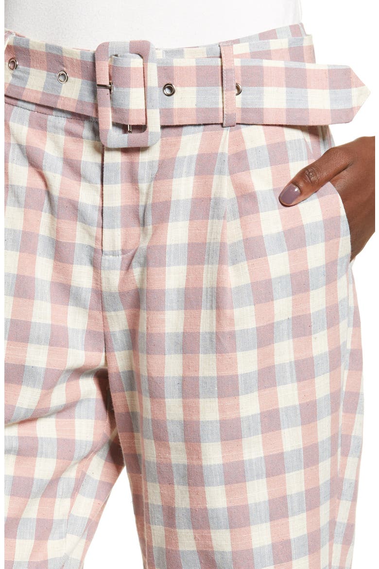 Gingham Check Belted Trousers, Alternate, color, MULTI