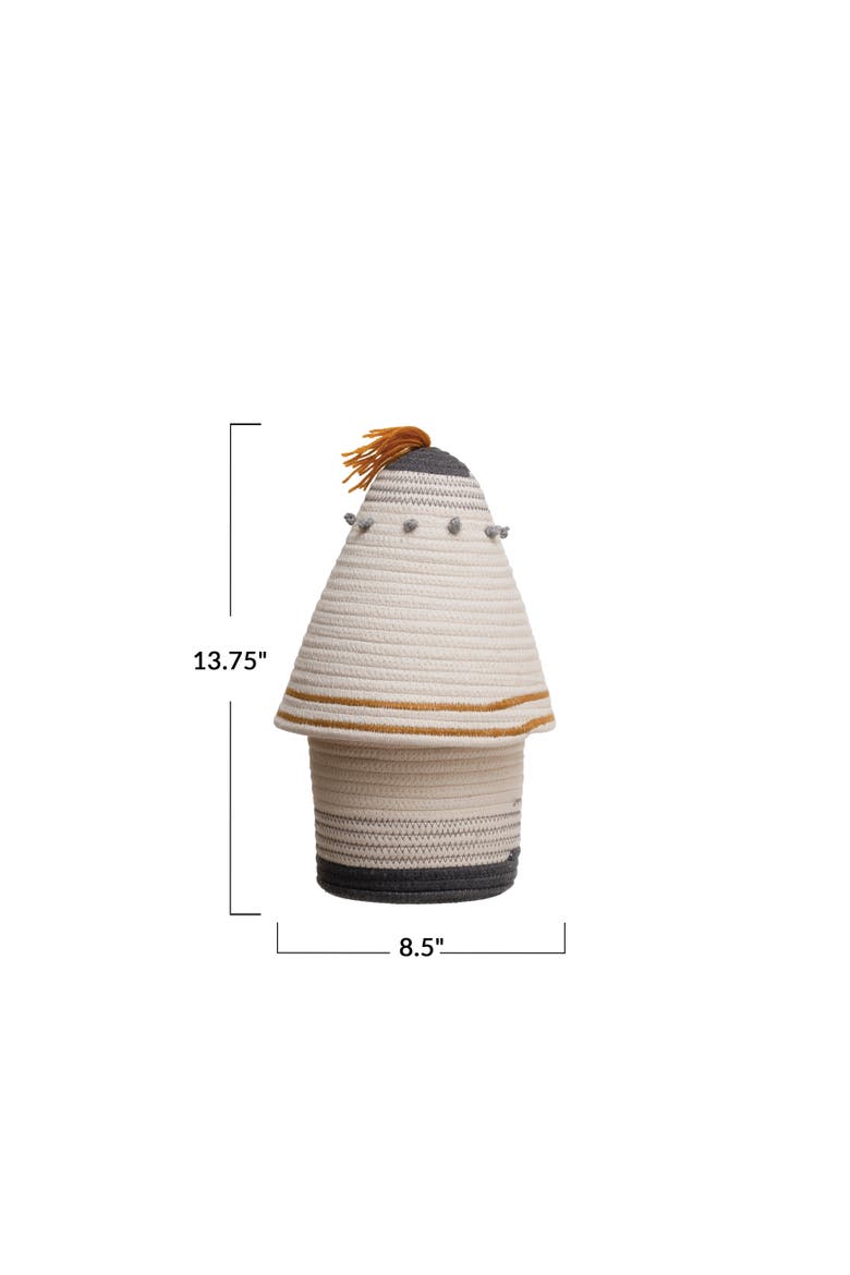 Basket with Lid and Embroidery, Alternate, color, Grey