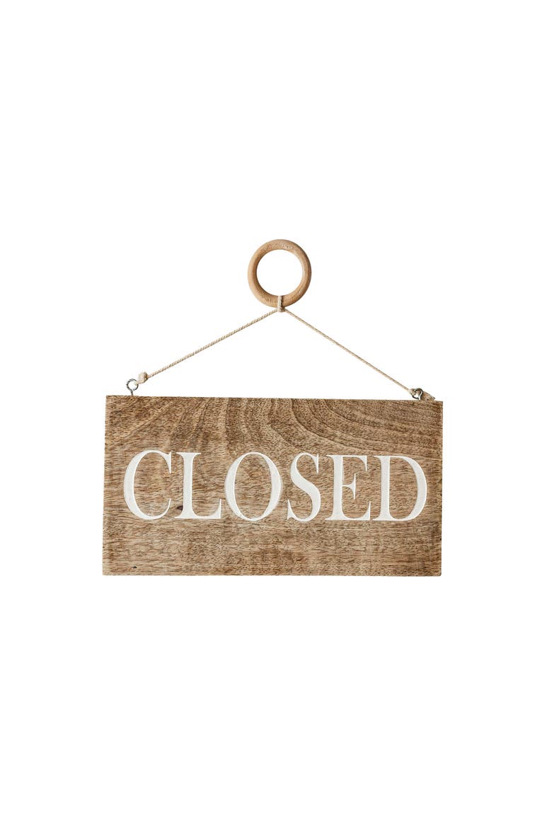 Open or Closed Sign Natural Mango Wood & Metal, Main, color, Brown
