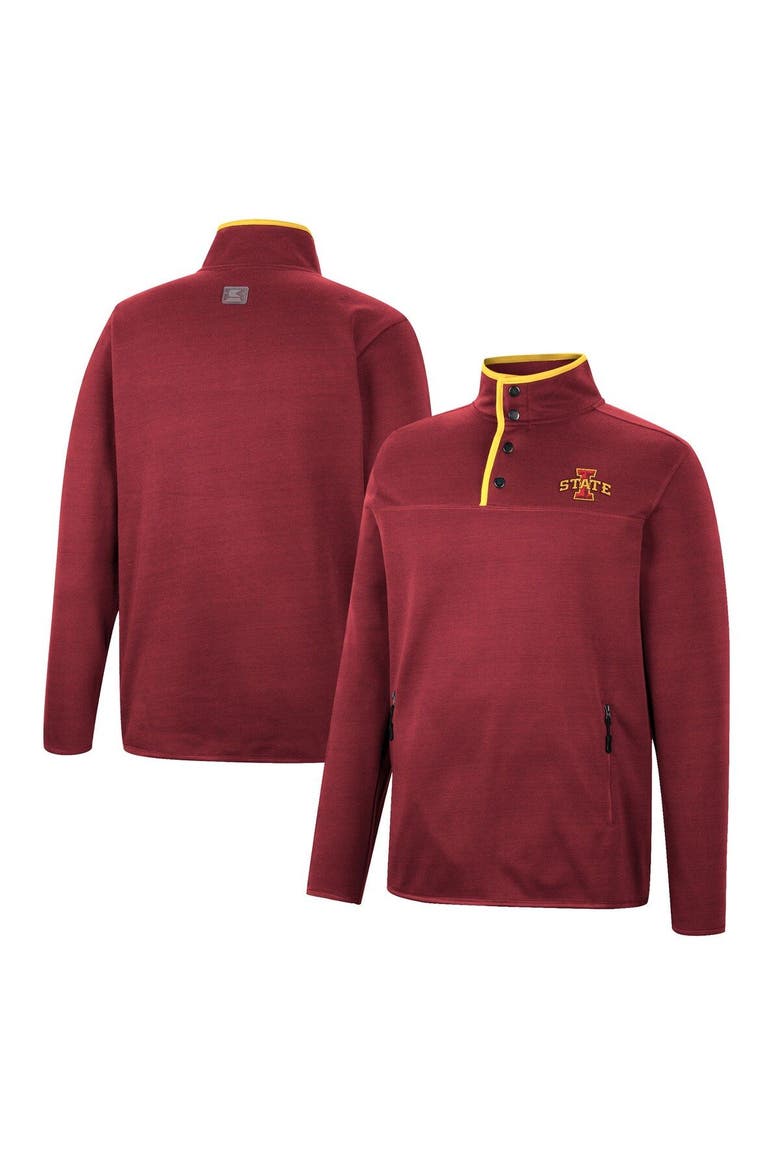 Men's Colosseum Cardinal Iowa State Cyclones Rebound Quarter-Snap Jacket, Main, color, Cardinal