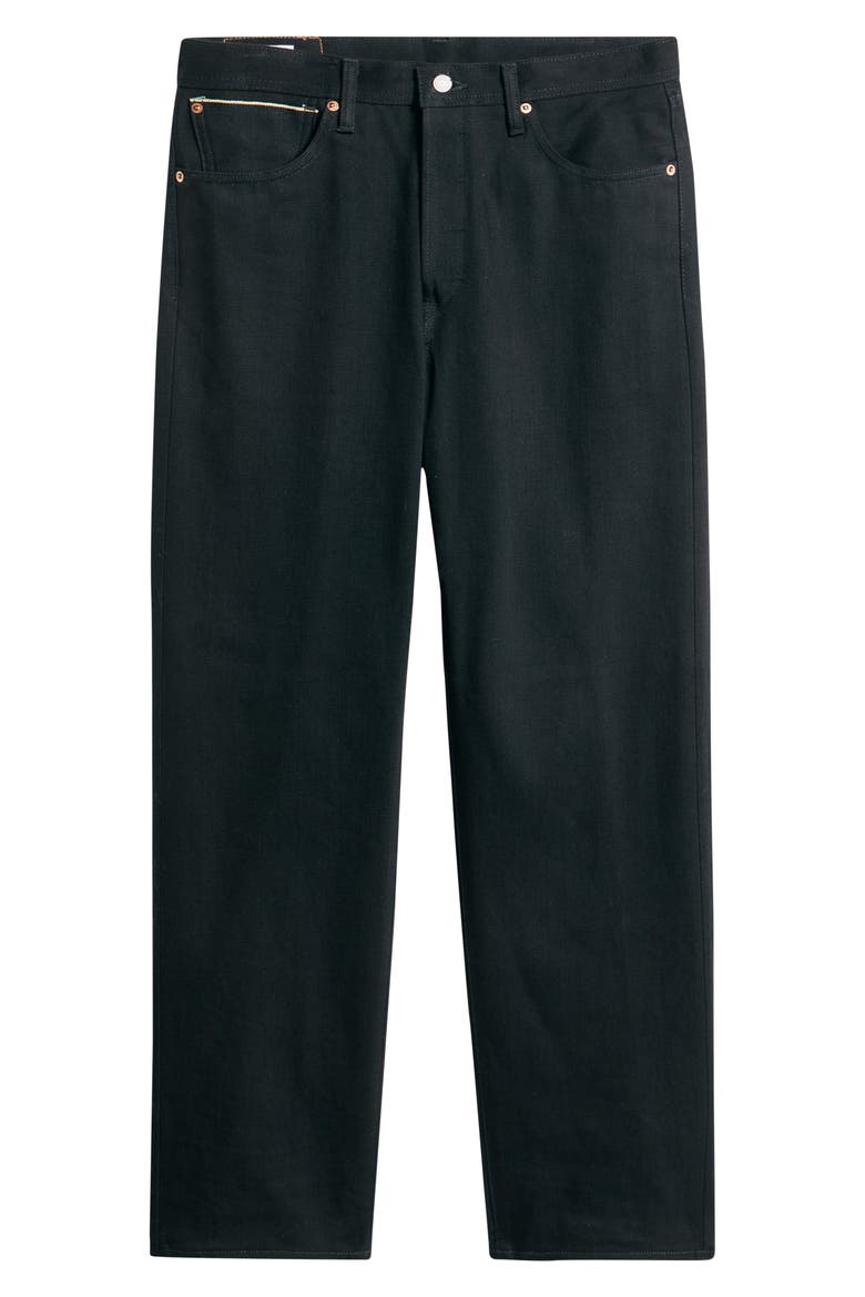 Wide Straight Leg Selvedge Jeans, Alternate, color, BLACK DRY