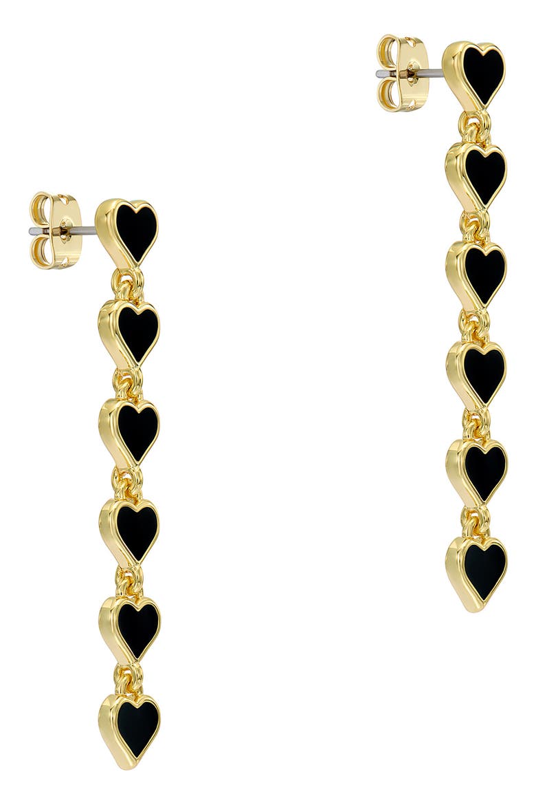 Hartley Enamel Heart Drop Earrings, Main, color, GOLD TONE BLACK