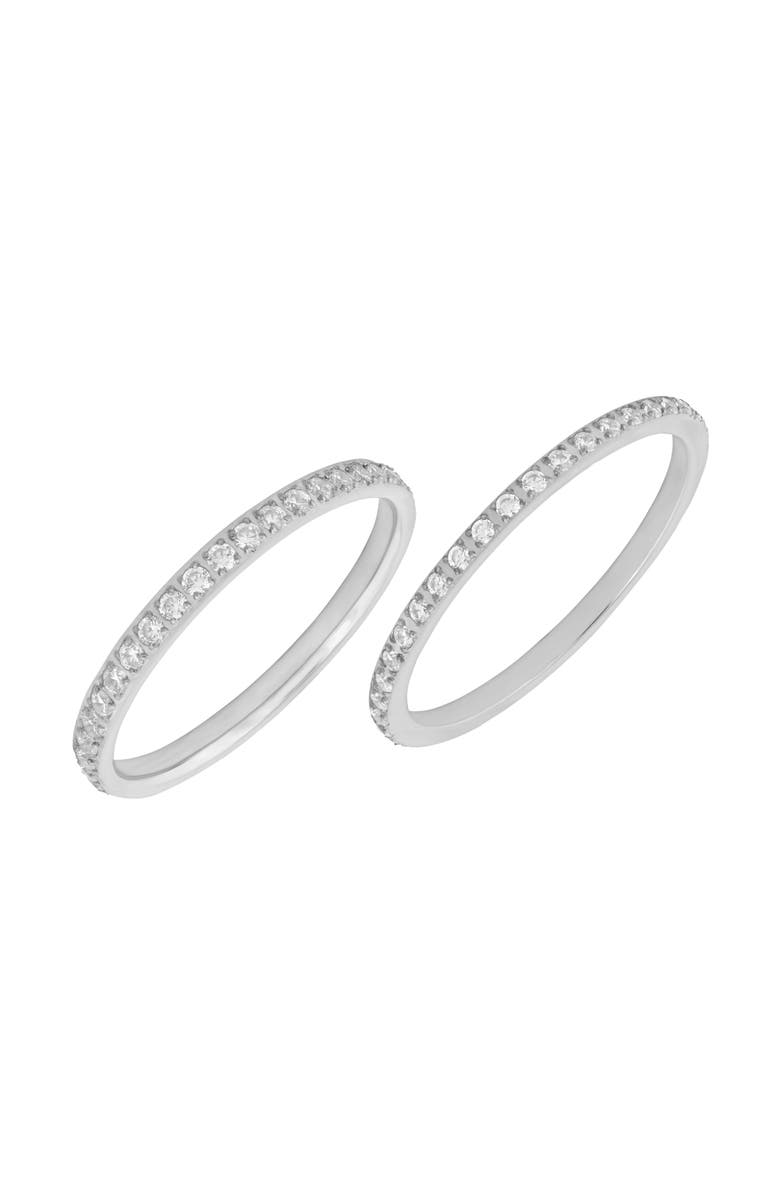 Electric Picks Sloane Water Resistant Set of 2 CZ Rings, Main, color, Silver