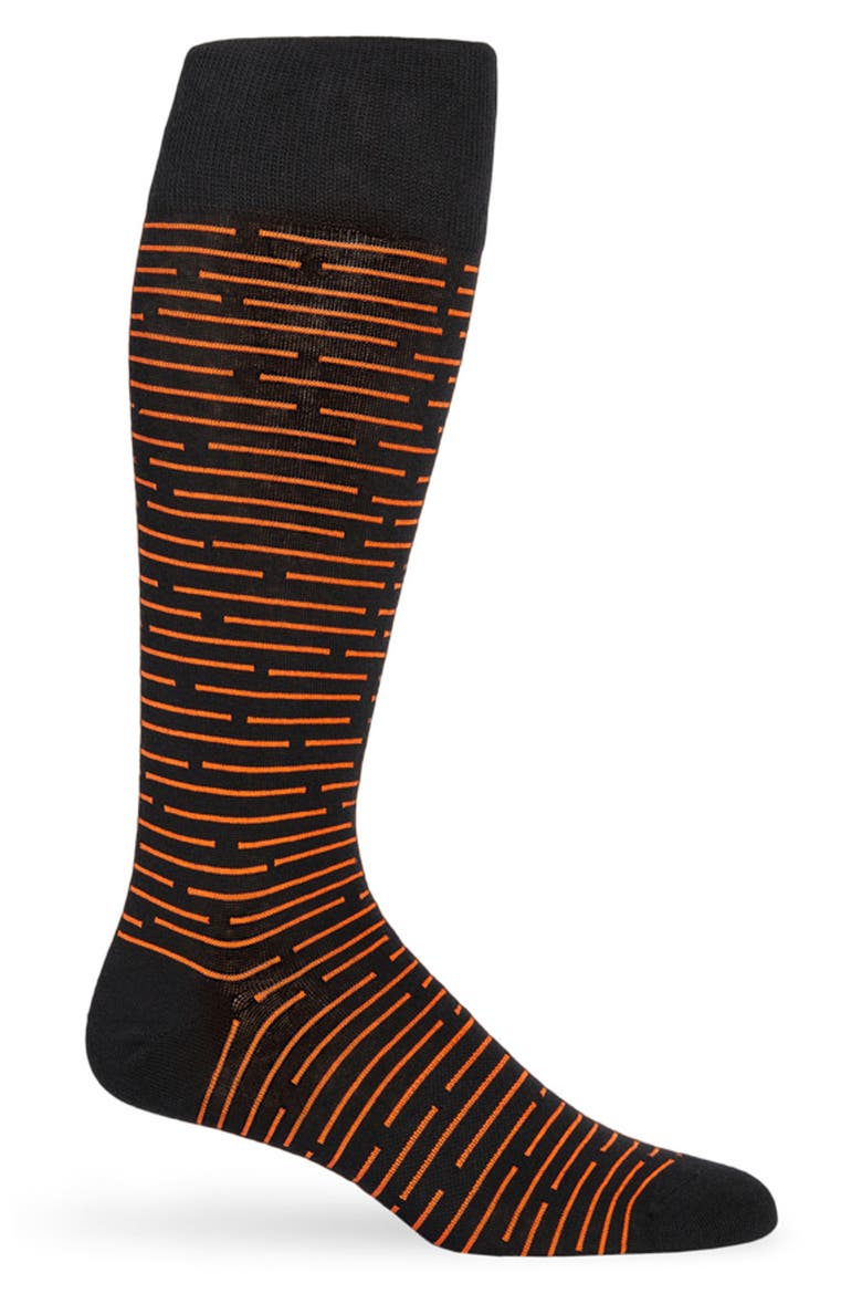Broken Stripe Dress Socks, Main, color, ORANGE / BLACK