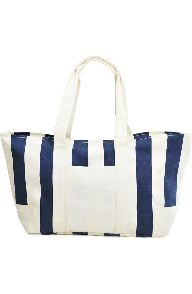 Cathy's Concepts Monogram Stripe Canvas Tote, Main, color,