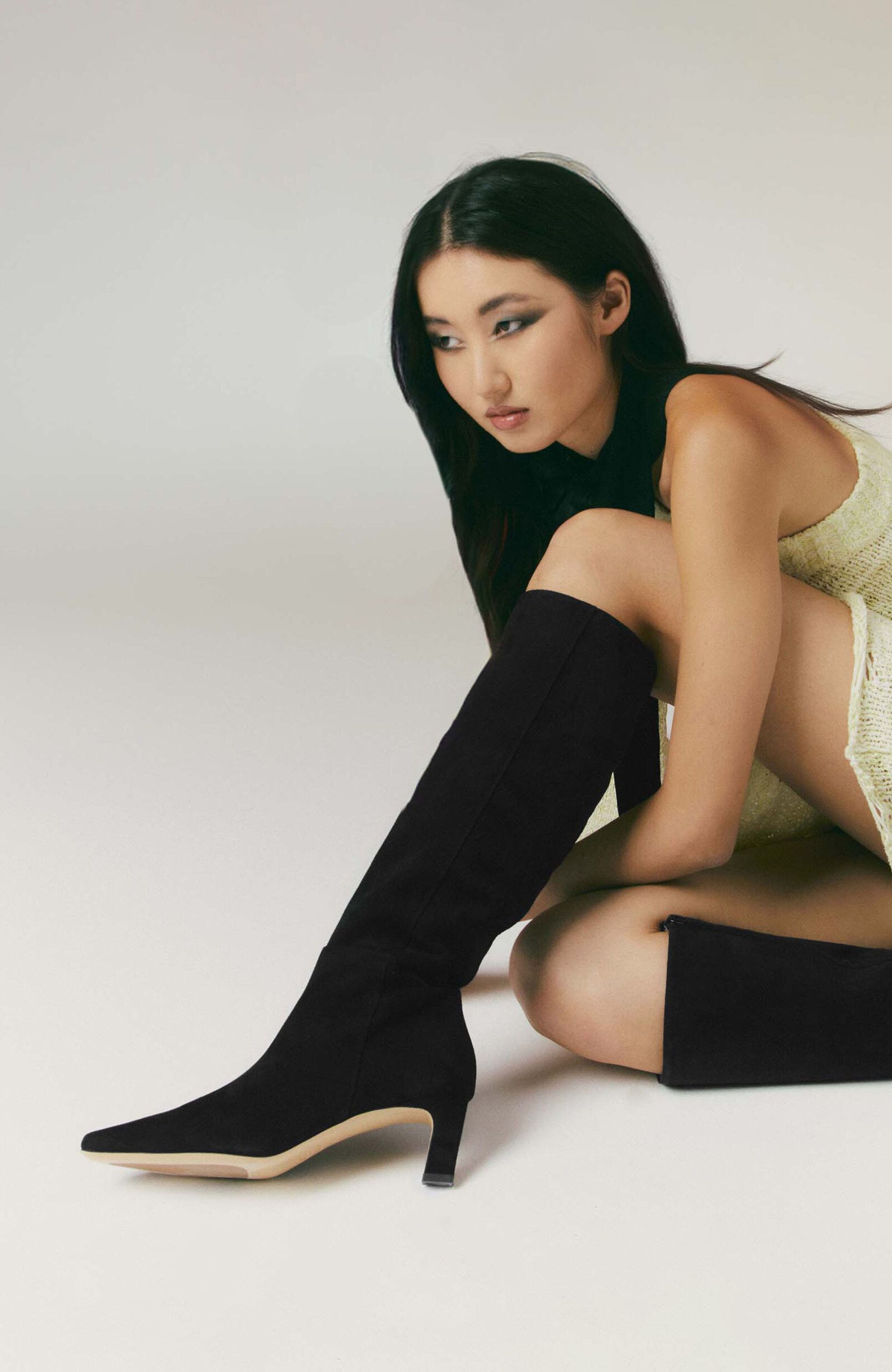 SCAROSSO Kira Boots, Alternate, color, Black - Suede