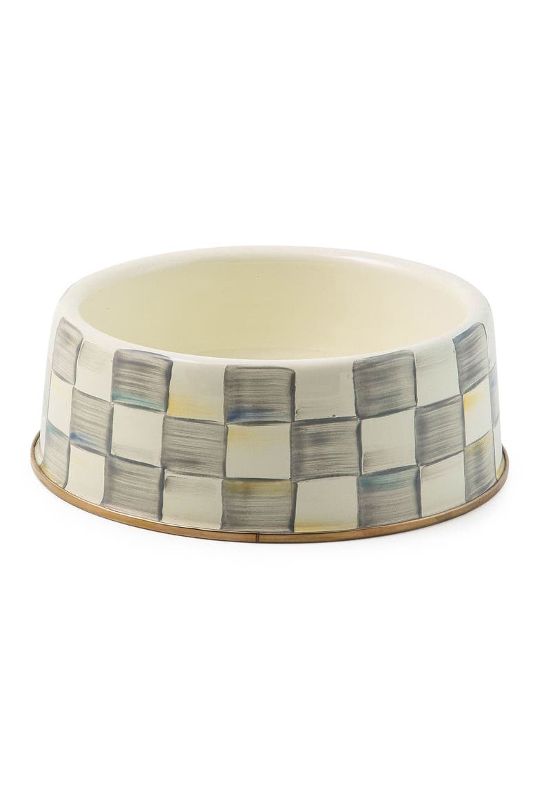 Large Sterling Check Pet Dish, Main, color, STERLING