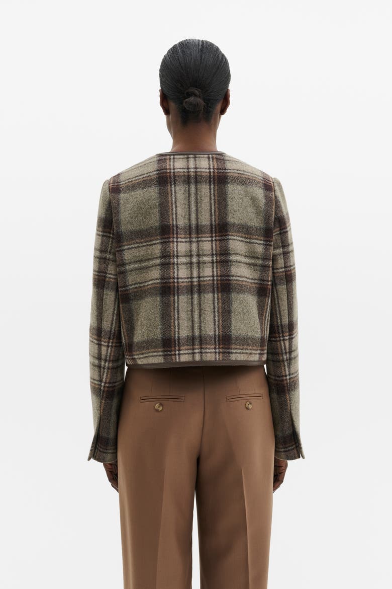 Ninette Tailored Wool Crop Jacket, Alternate, color, Steel Checks