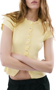 MANGO Frill Short Sleeve Cardigan