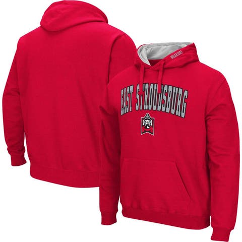 Men's Colosseum Red East Stroudsburg Warriors Arch & Logo 3.0 Pullover Hoodie