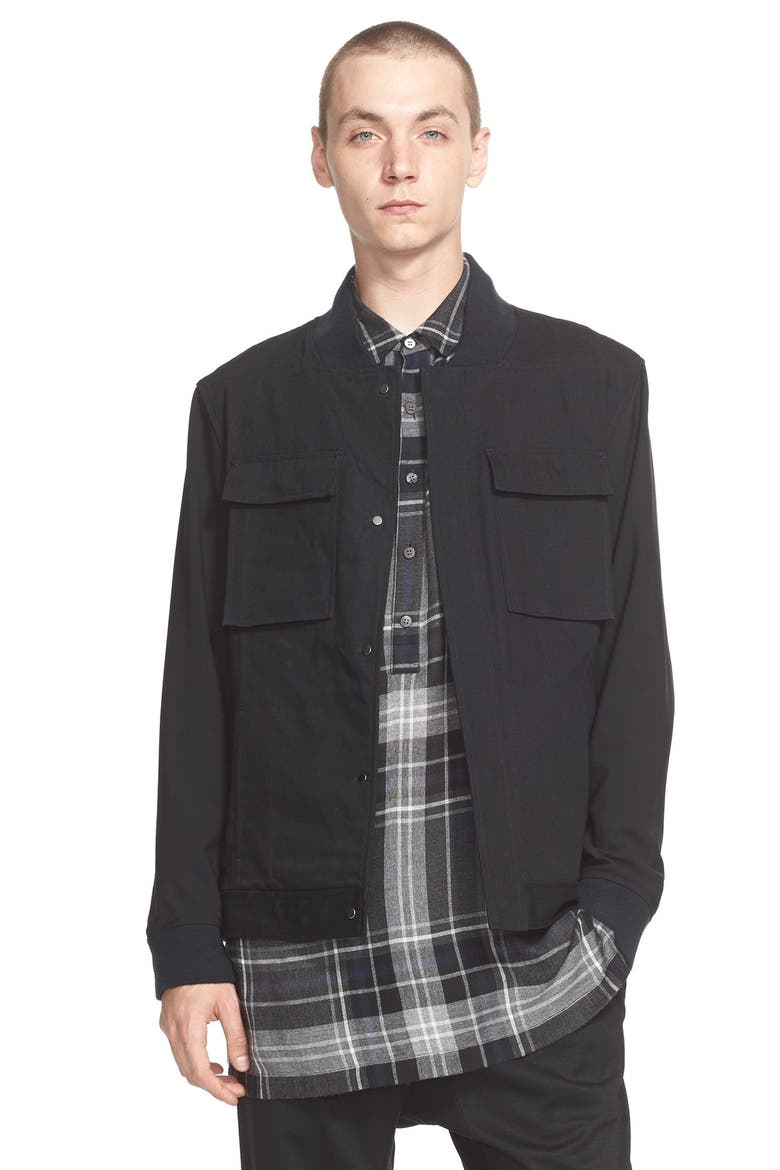 Square Neck Denim Jacket, Main, color, BLACK