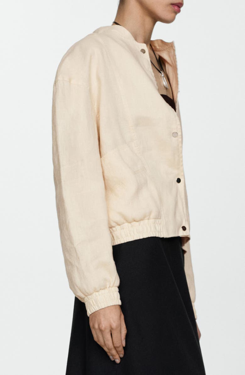 MANGO Snap Front Linen Bomber Jacket, Alternate, color, 