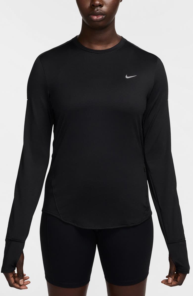 Nike Swift Dri-FIT UV Running Top, Main, color, 010 Black/Reflective Silv