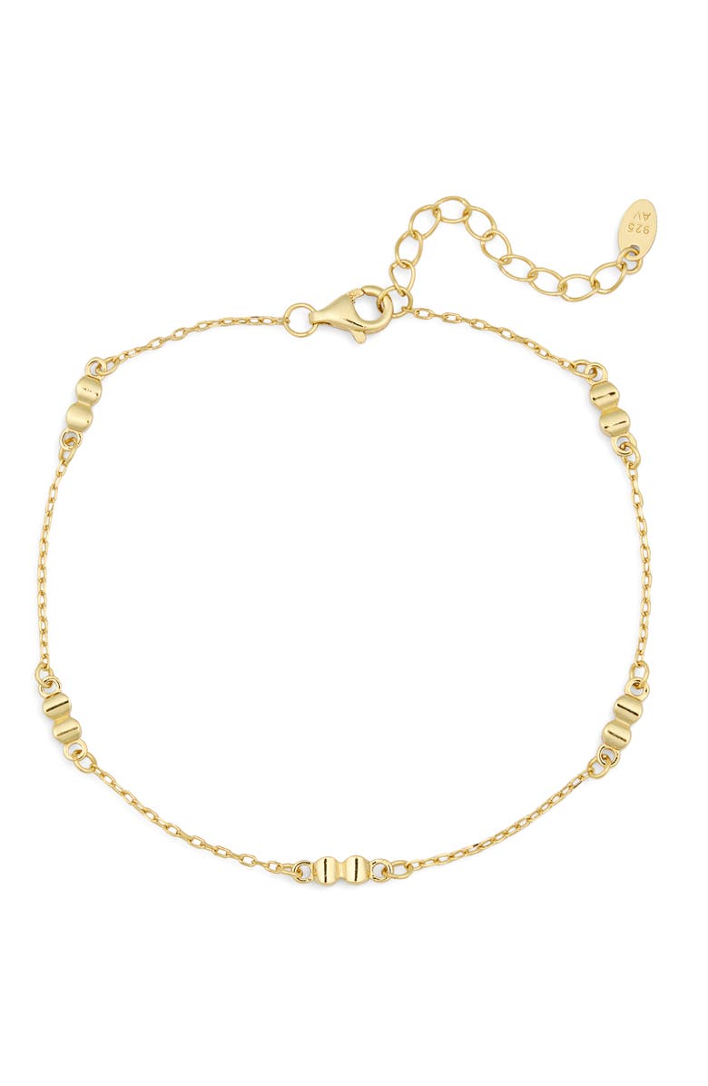 Argento Vivo Sterling Silver Box Chain Anklet, Main, color, Gold