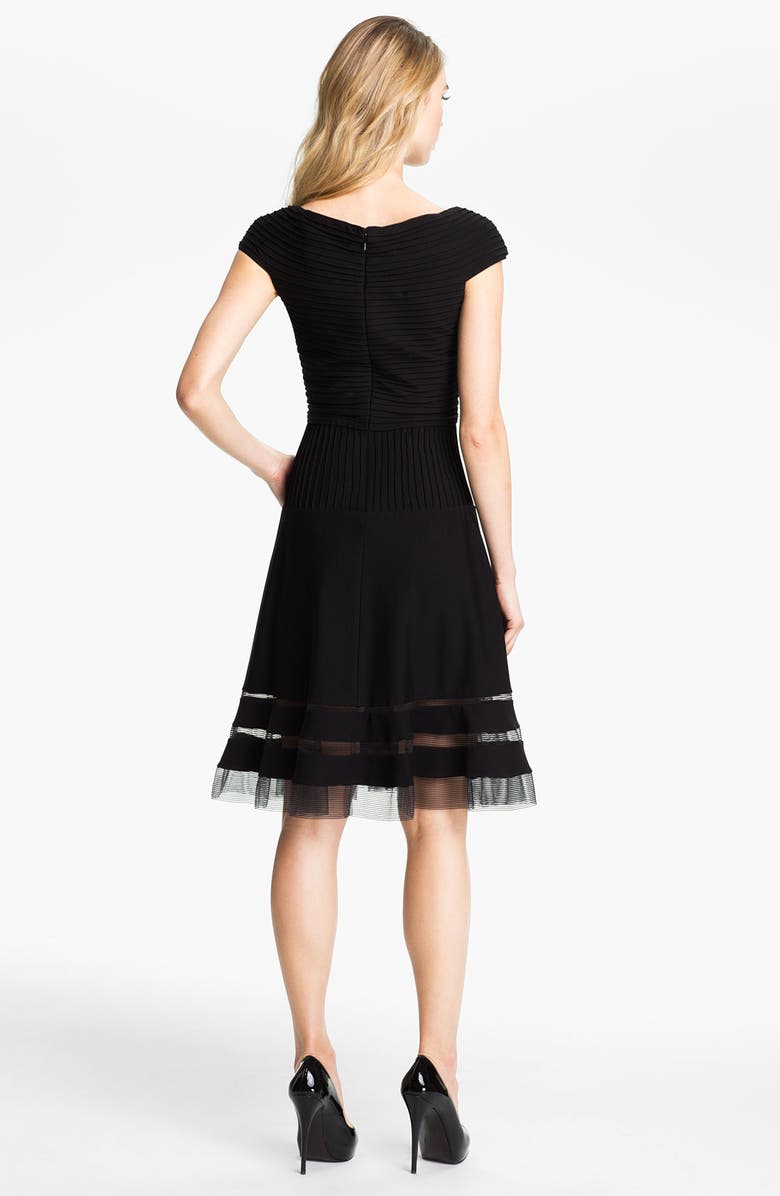 Tadashi Shoji V-Neck Tulle Trim Fit & Flare Dress, Alternate, color, 