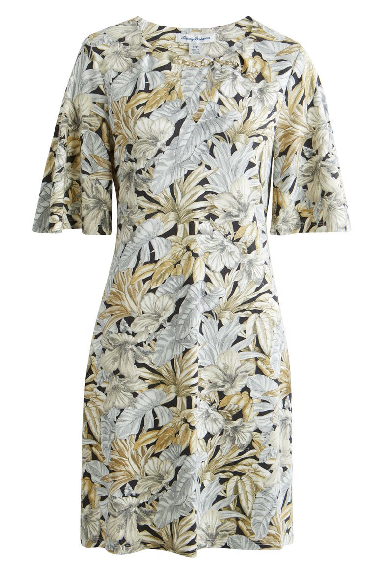 Darcy Floral Print Flutter Sleeve Dress, Alternate, color, BLACK