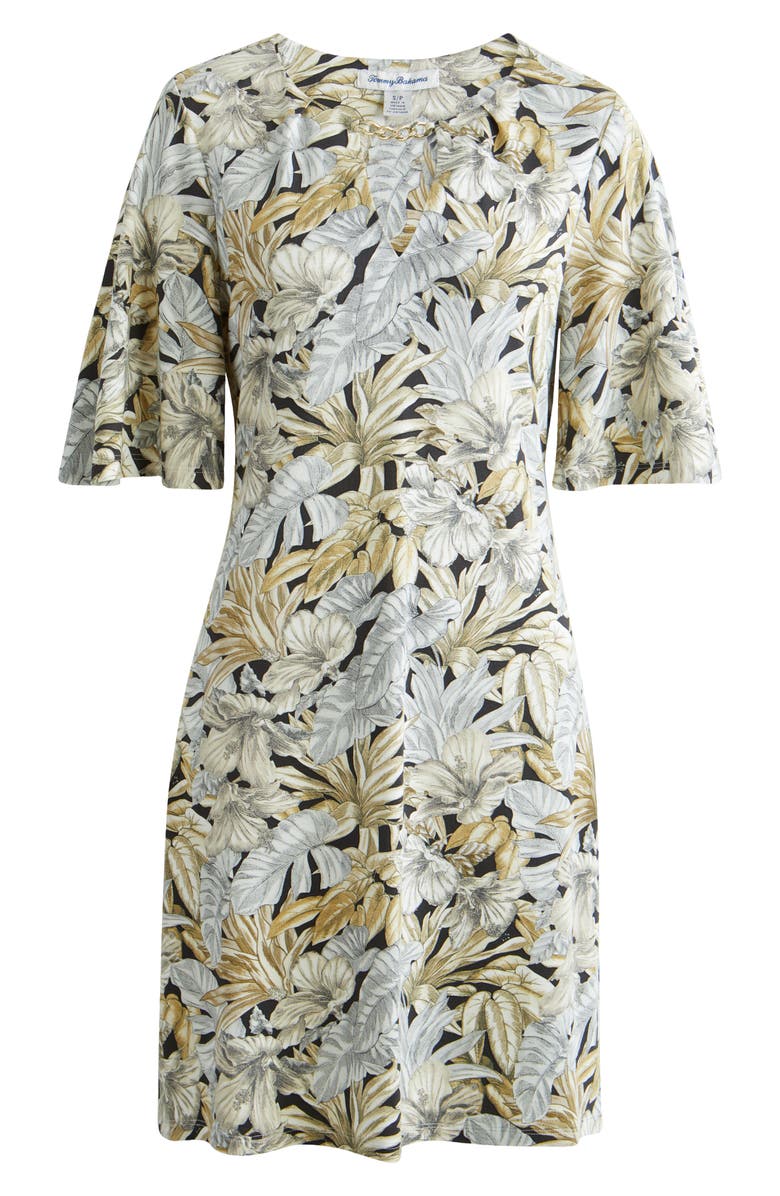 Tommy Bahama Darcy Floral Print Flutter Sleeve Dress, Alternate, color, Black