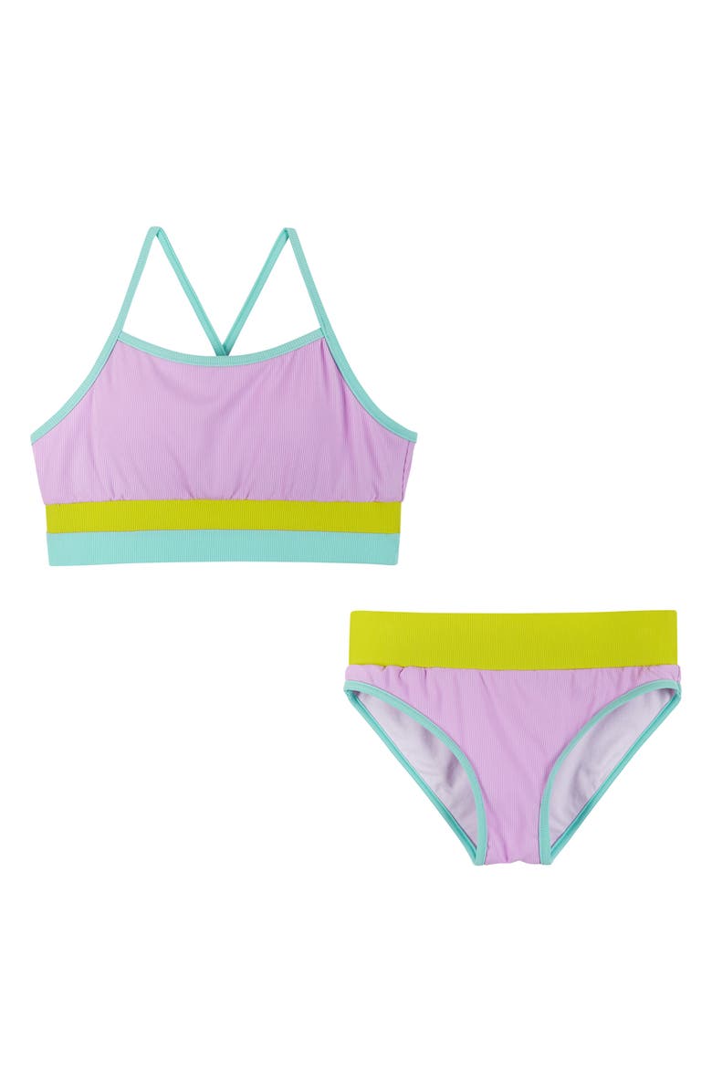 Andy 
Evan Kids
 Rib Colorblock Two-Piece Swimsuit, Main, color, 