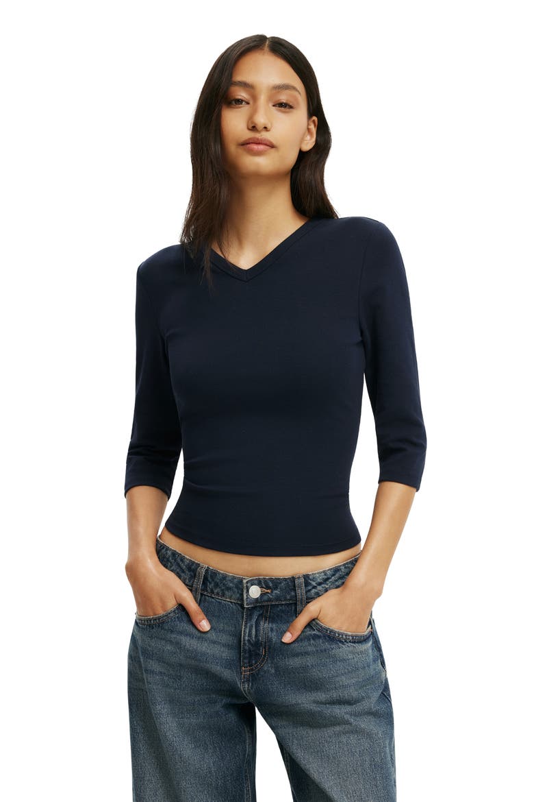 Women's 90S V Neck ¾ Sleeve, Main, color, Total Eclipse