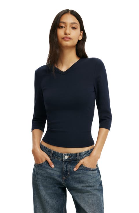Women's 90S V Neck ¾ Sleeve