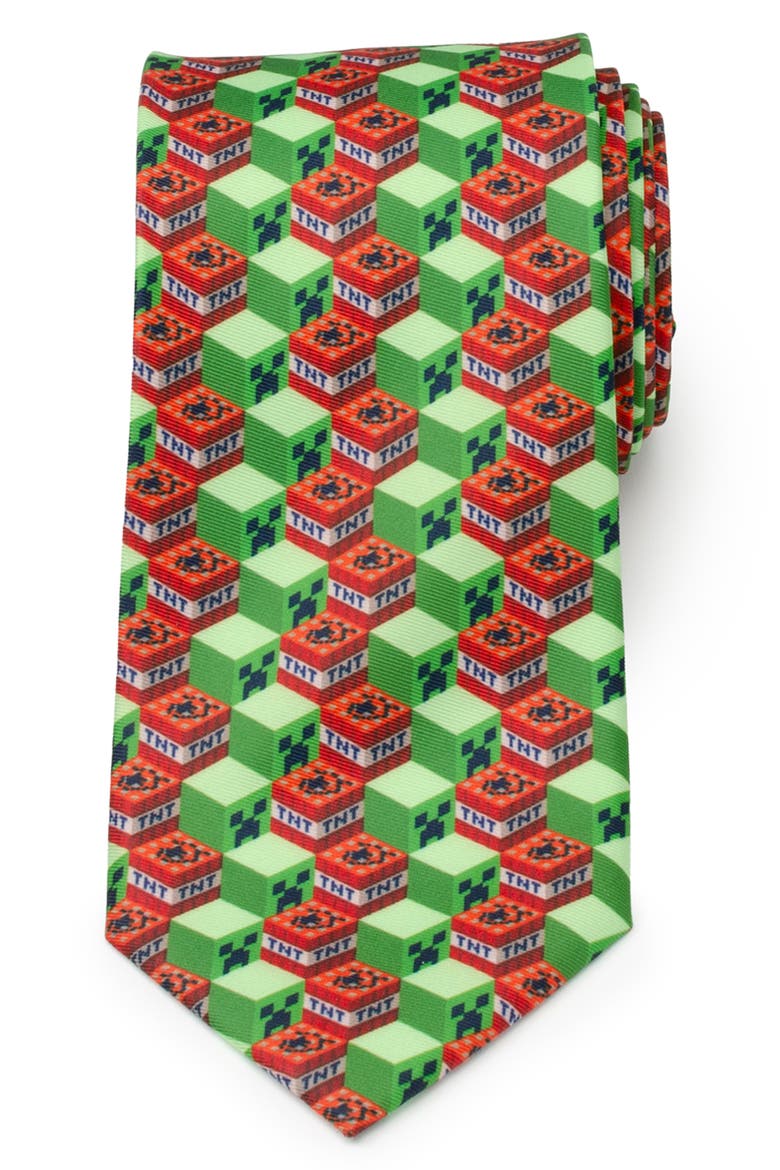 Minecraft Creeper TNT Isometric Tie, Main, color, GREEN
