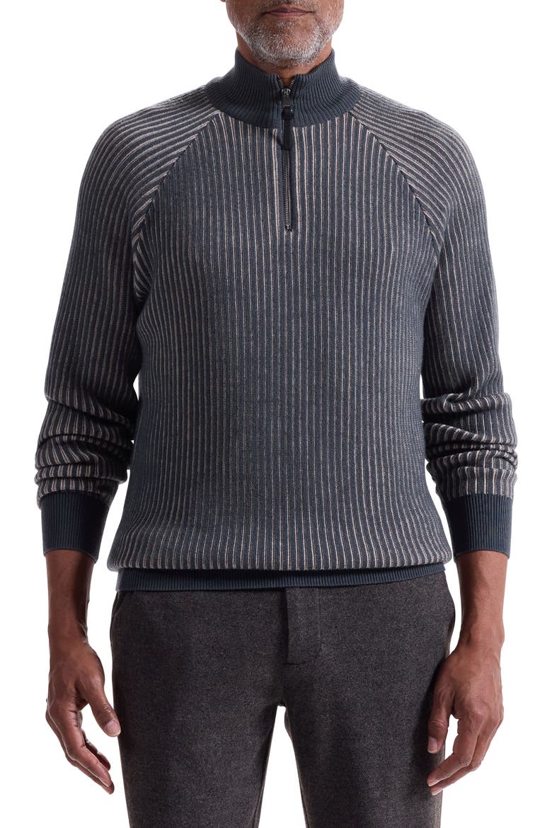 Merino Wool Quarter Zip Polo Sweater, Main, color, ZINC