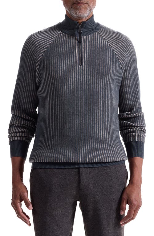 Bugatchi Merino Wool Quarter Zip Polo Sweater In Gray