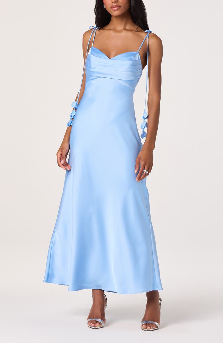 ASTR the Label Hera Satin A-Line Dress, Main, color, Light Blue
