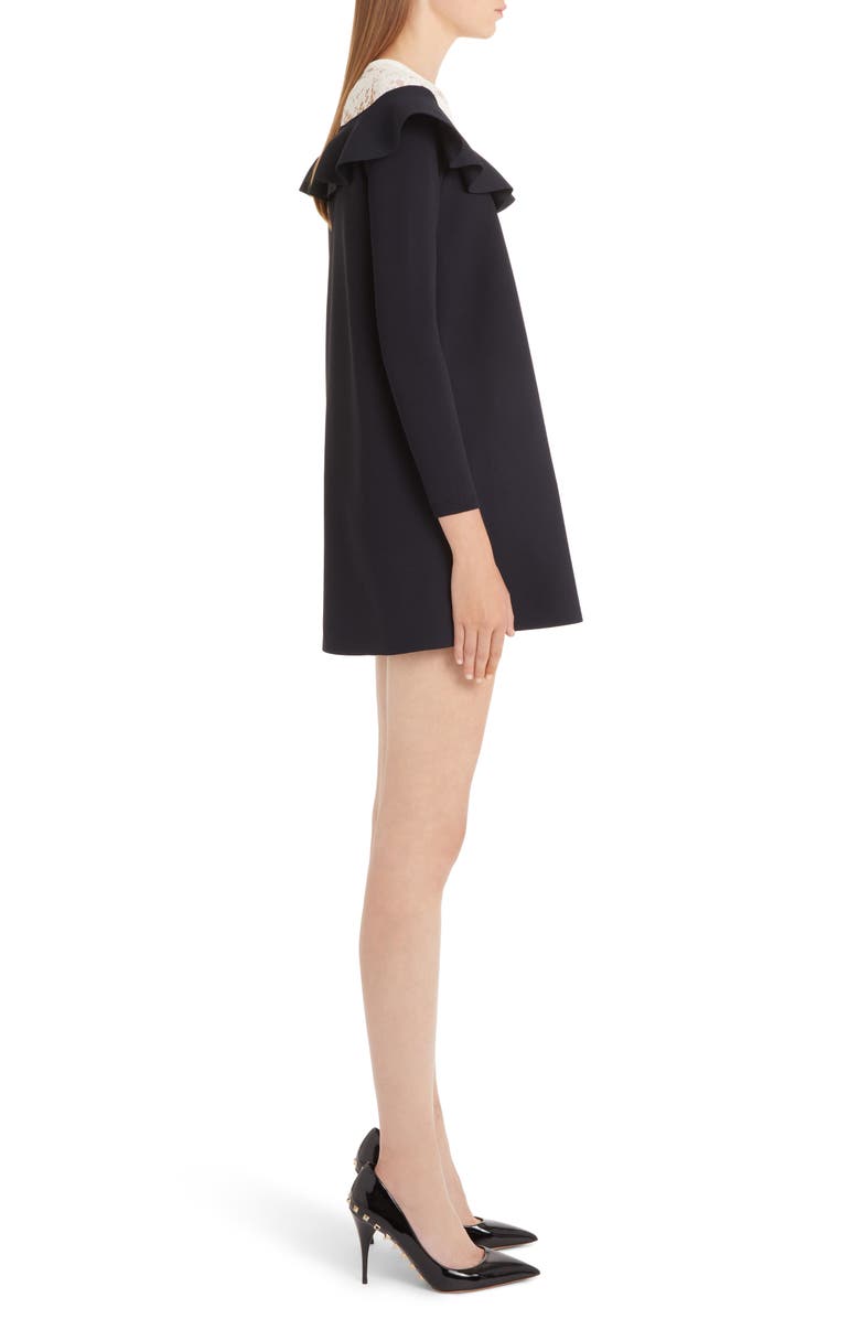 Valentino Lace & Ruffle Knit Dress, Alternate, color, 