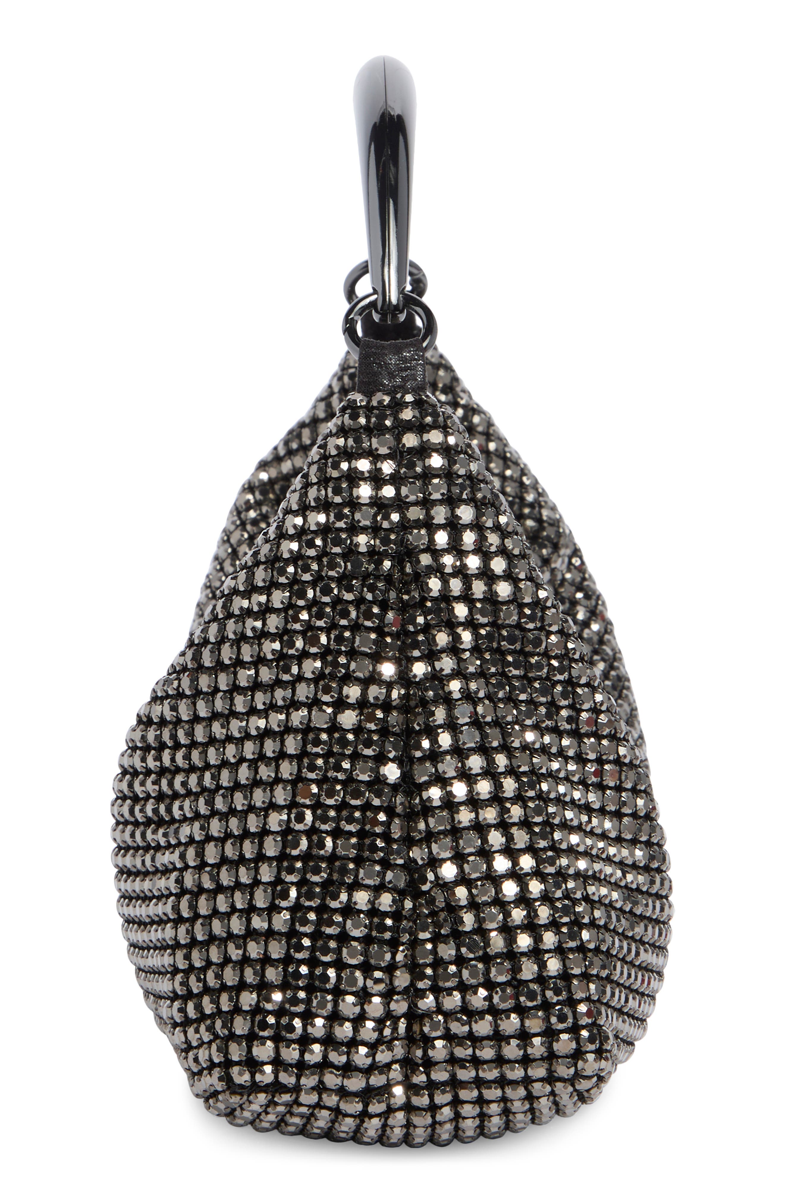 Rae Crystal Mesh Handheld Bag, Alternate, color, GUNMETAL