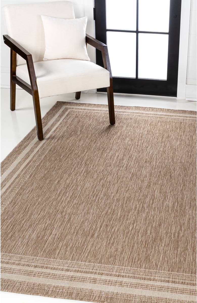 JONATHAN Y Lido Traditional Casual Pinstripe Border Indoor/Outdoor Area Rug, Alternate, color, Beige/Cream