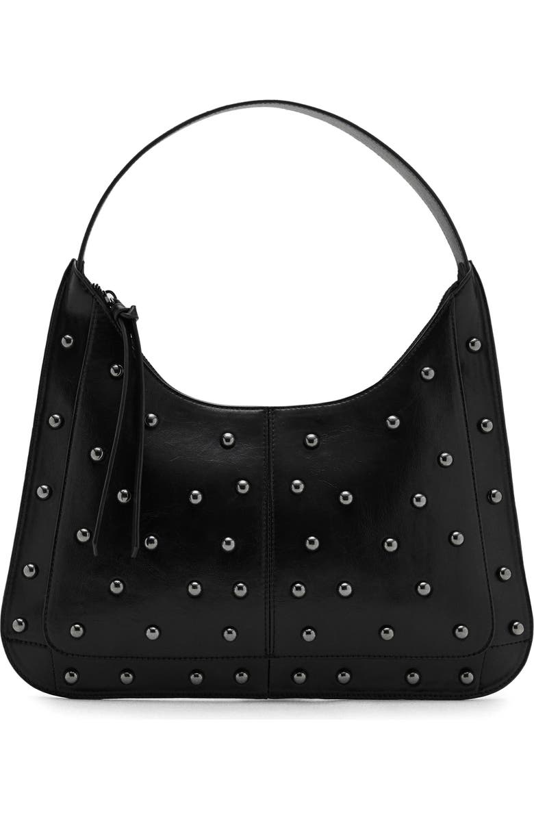 MANGO TEEN Stud Faux Leather Shoulder Bag, Main, color, Black