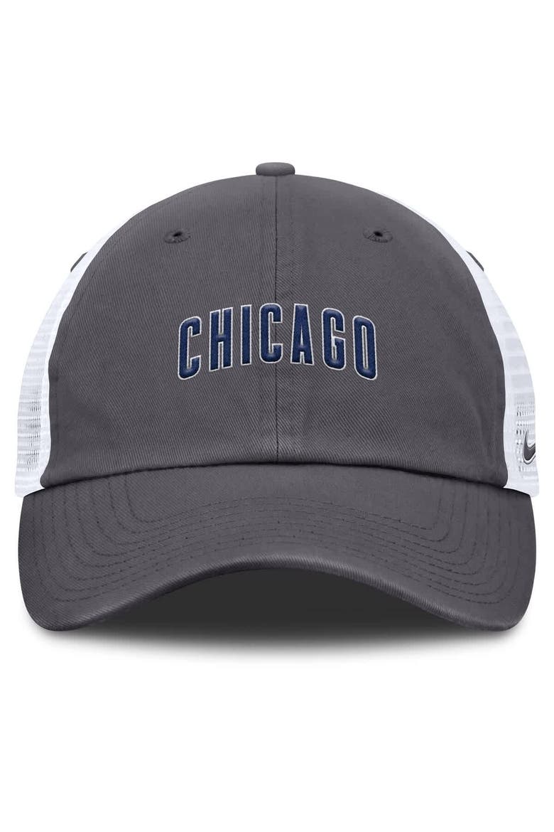 Men's Nike Gray Chicago Cubs Wordmark Club Adjustable Trucker Hat, Alternate, color, Gray