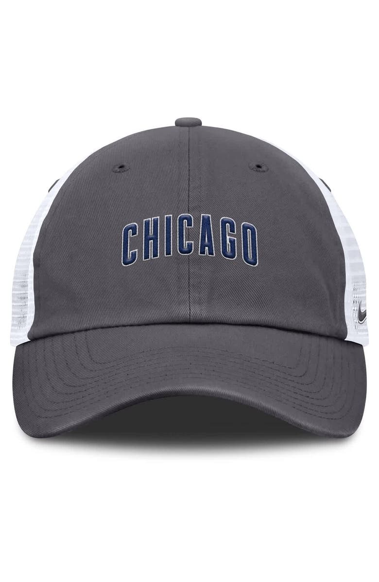 Nike Men's Nike Gray Chicago Cubs Wordmark Club Adjustable Trucker Hat, Alternate, color, Gray