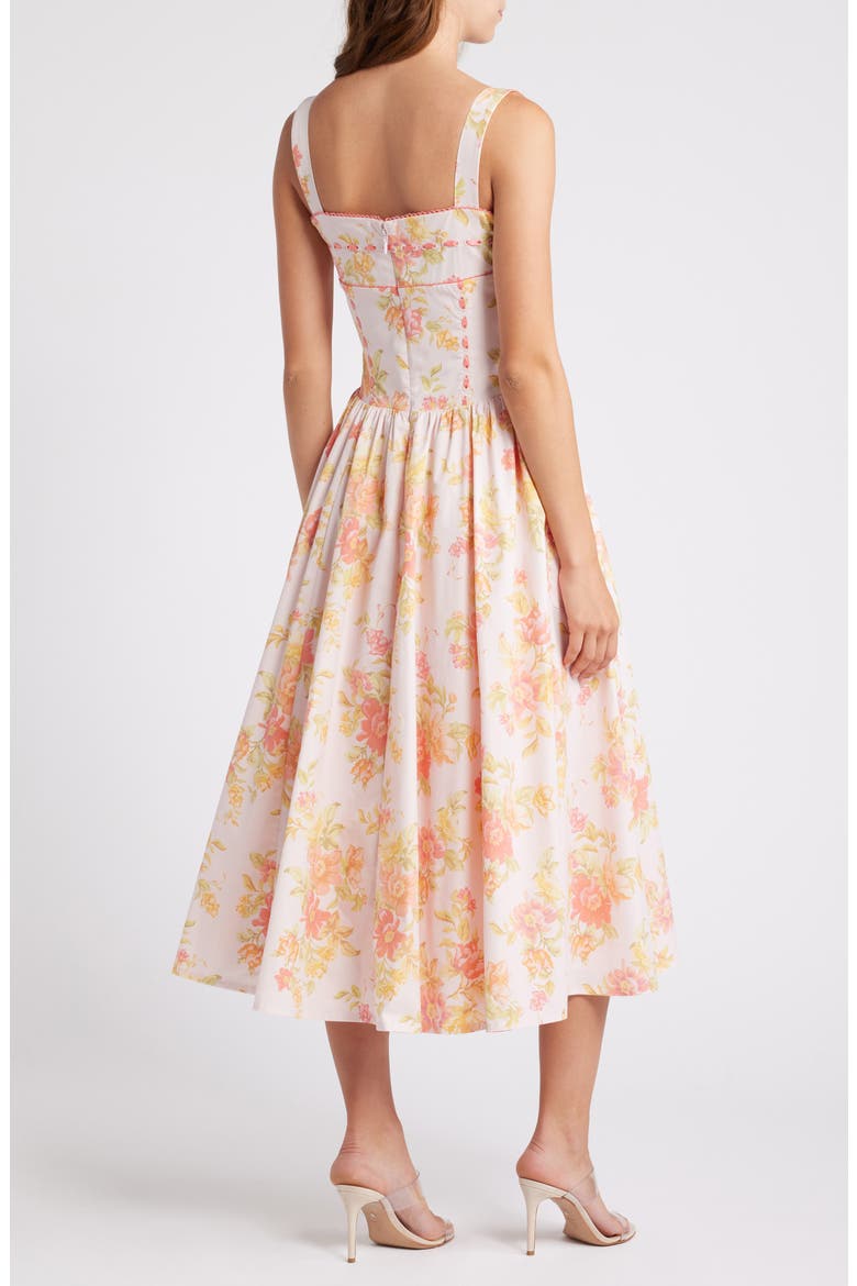 Vivien Midi Sundress, Alternate, color, PEACHED POPPY PRINT
