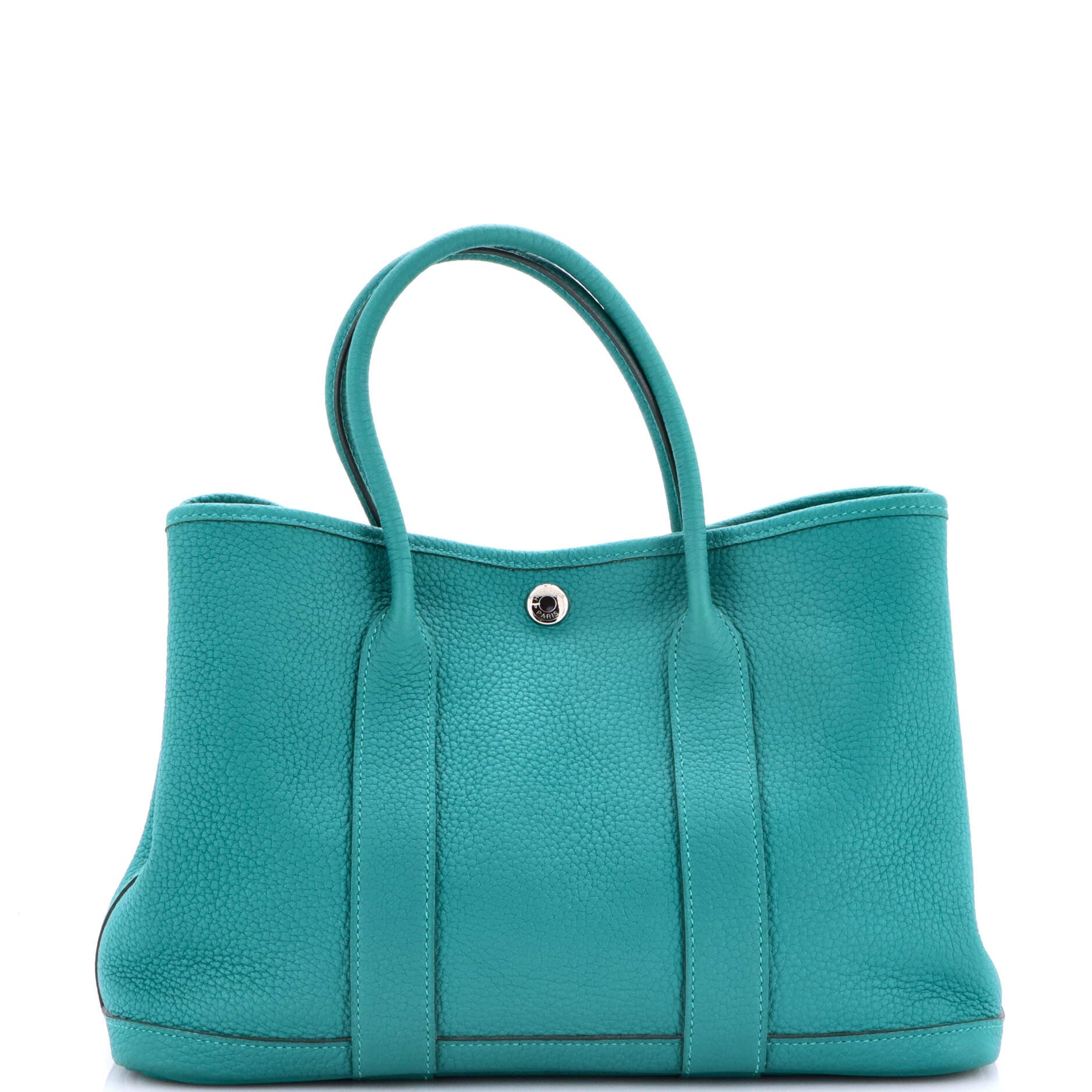 Pre-Owned Hermes Garden Party Tote Leather 30, Main, color, Vert Verone