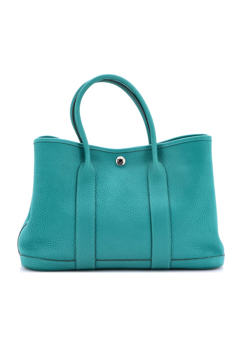 Pre-Owned Hermes Garden Party Tote Leather 30, Main, color, Vert Verone