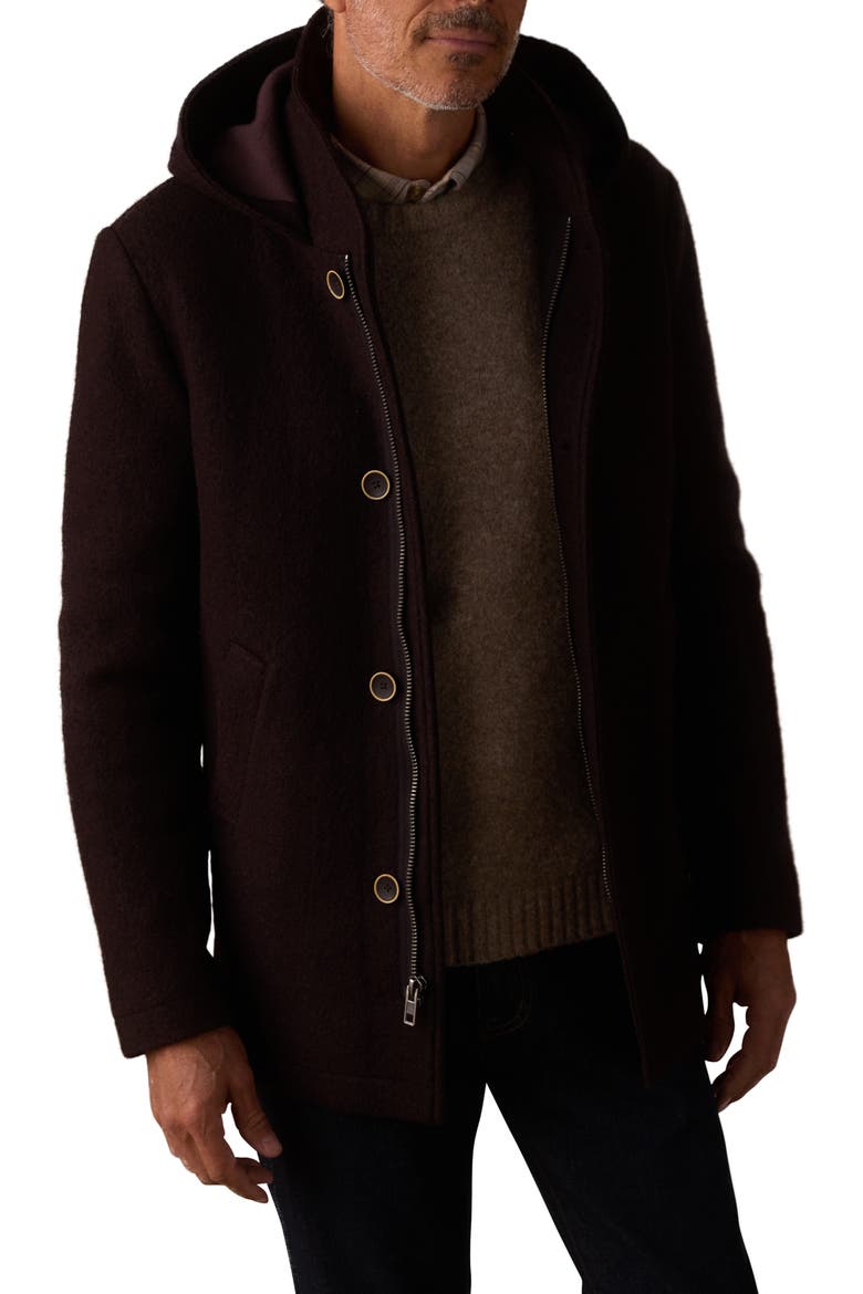 Balboa City Hooded Peacoat, Main, color, MIDNIGHT BROWN