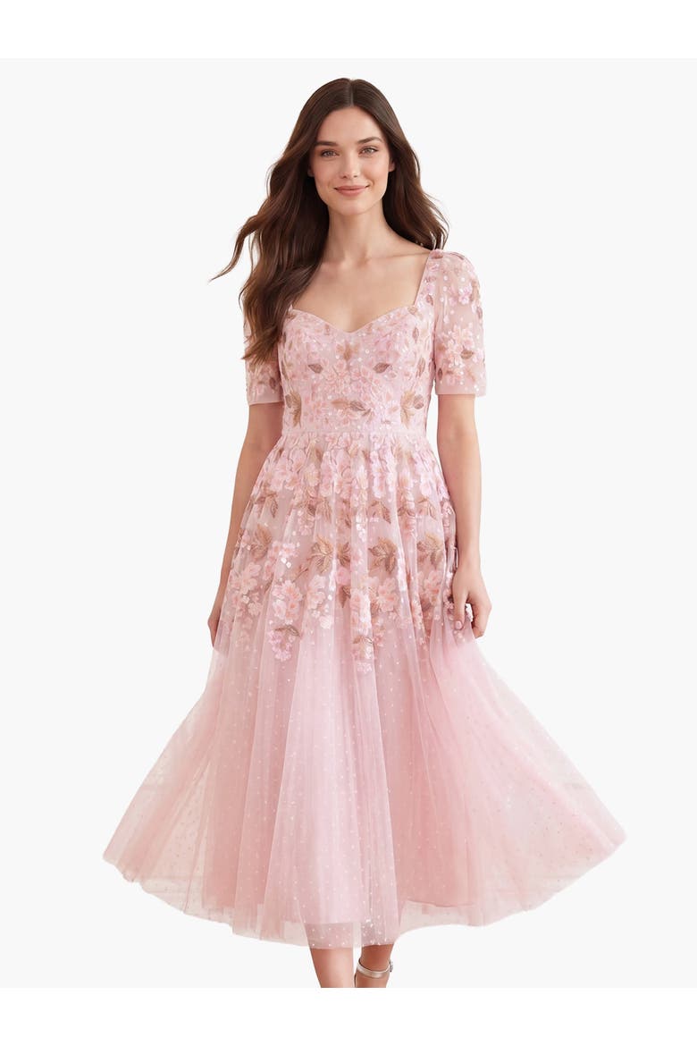 Wisteria Sweetheart Short Sleeve Dress, Main, color, Shell/Pink
