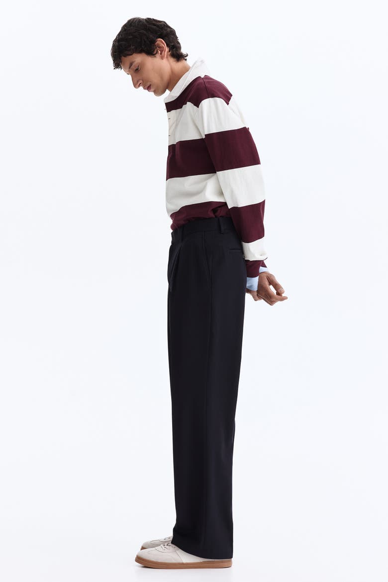 Relaxed Fit Wool-blend Tailored Trousers, Alternate, color, Navy blue