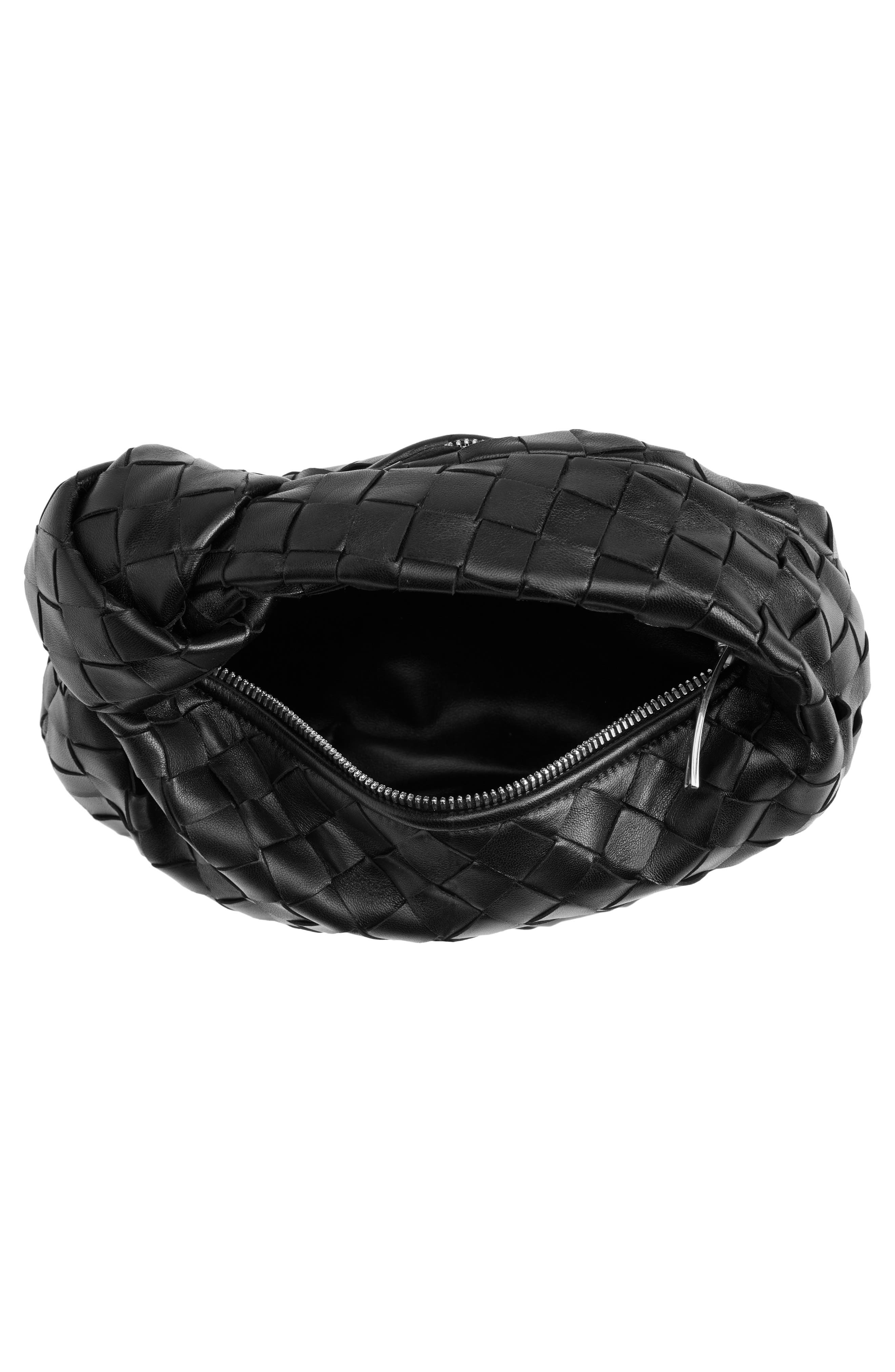 Bottega Veneta Mini Jodie Leather Hobo, Alternate, color, Black/ Gold