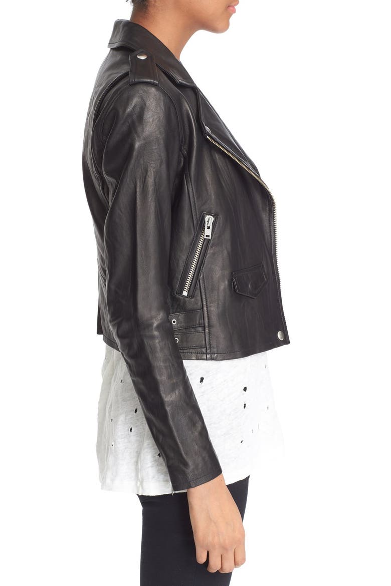 'Ashville' Leather Jacket, Alternate, color, BLACK