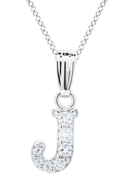 White Topaz Pavé Initial Pendant Necklace (Baby)