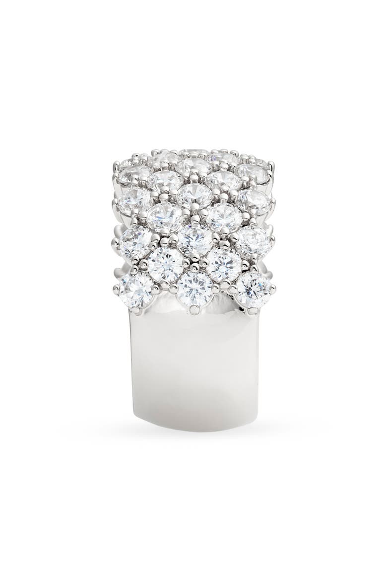 Cubic Zirconia Grid Ring, Alternate, color, CLEAR- SILVER