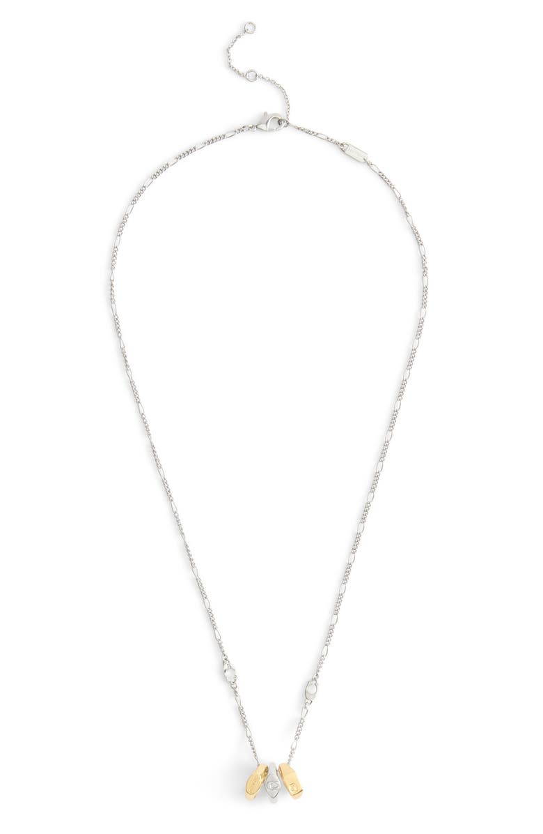 COACH Rondelle Signet Pendant Necklace, Alternate, color, Two Tone