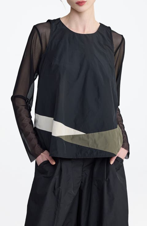 Tallora Asymmetric Panel Taffeta Top