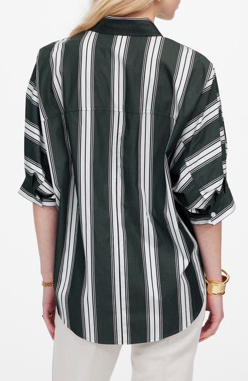 MADEWELL MADEWELL STRIPE OVERSIZE SHORT SLEEVE BUTTON-UP SHIRT 